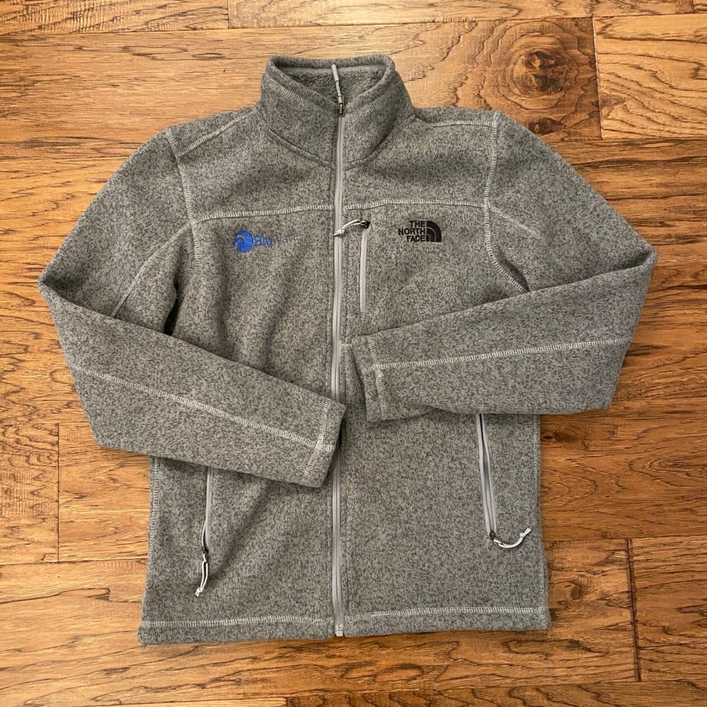 The North Face Gordon Lyons Fleece Jacket Mens S Gray Full Zip BluWave Logo